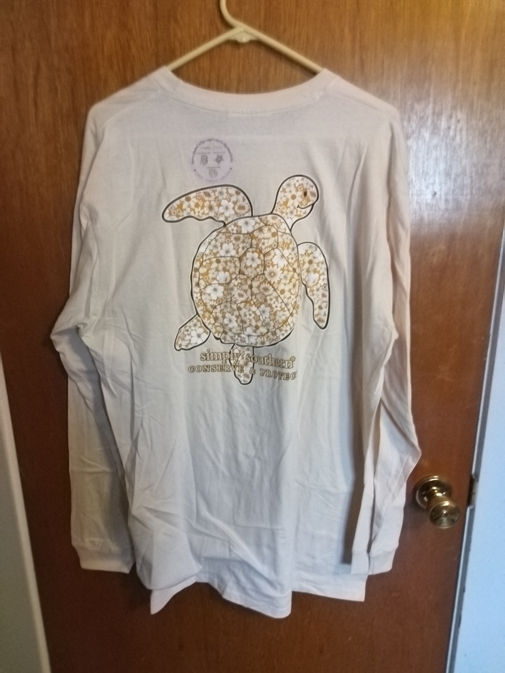 Simply Southern Long-Sleeve Sea Turtle Tee in Cream and Mustard